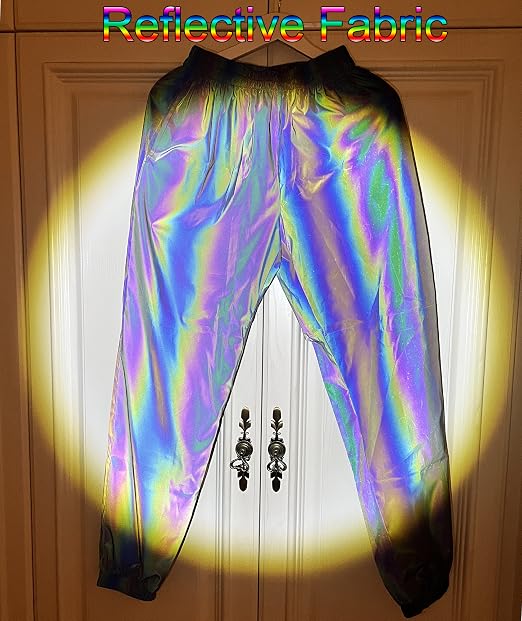 Amazon.com: LZLRUN Women Rainbow Reflective Pants Rave Hip Hop